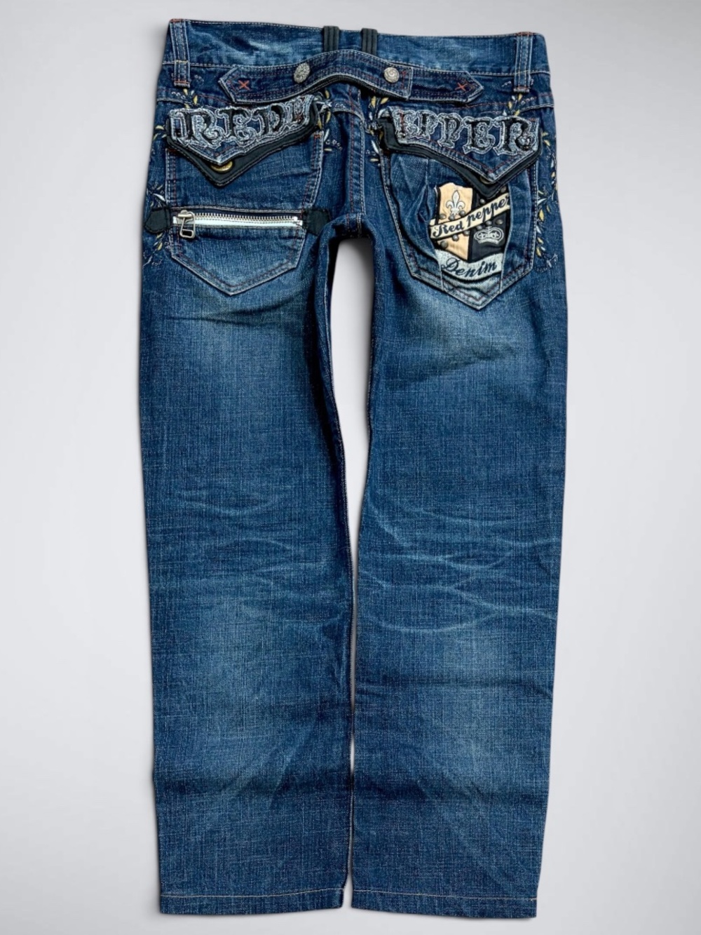 RARE VTG Archival Red Pepper Drop Rise Straight Jeans | Asymmetric Pocket Emblem